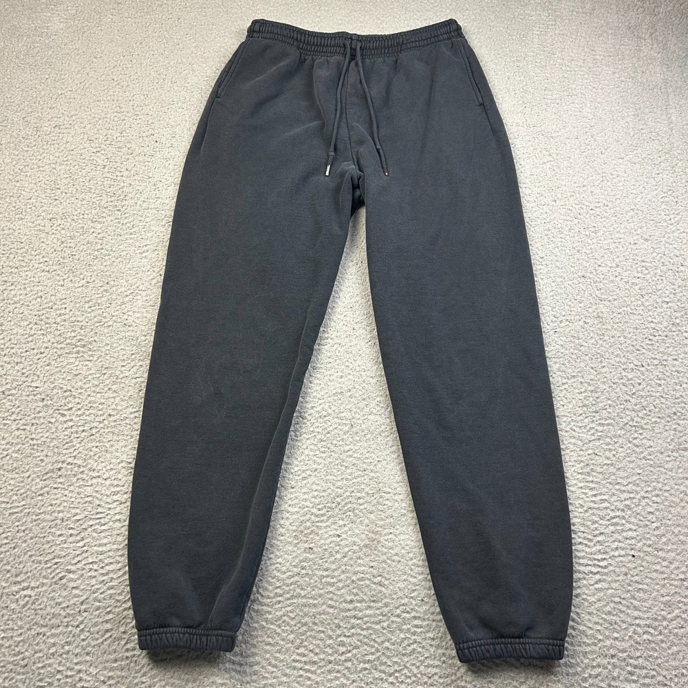 Uniqlo Sweatpants Womens M Black 100% Cotton Fleece Relaxed Jogger Drawstring